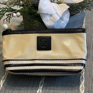 Tory Burch Black and Cream Cosmetic Bag